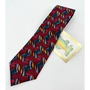 J Garcia Tie Mens Red Blue Yellow Silk Necktie Collectors Edition Made USA NEW